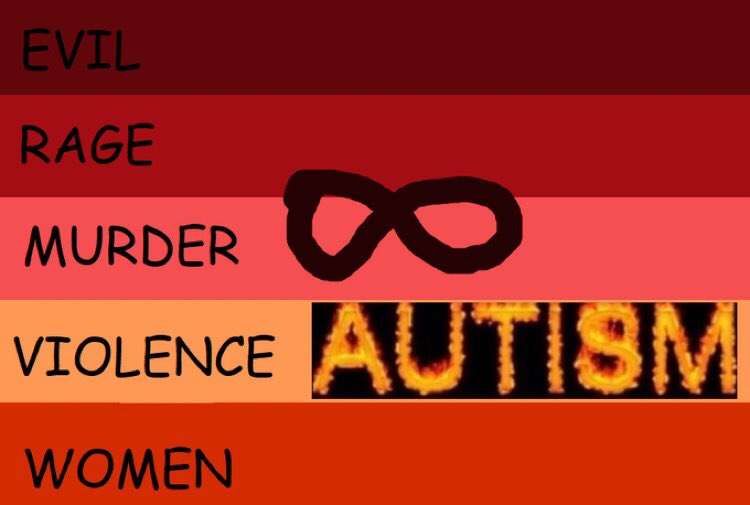 second evil, autistic lesbian flag with stripe meanings evil, rage, murder, violence, and women