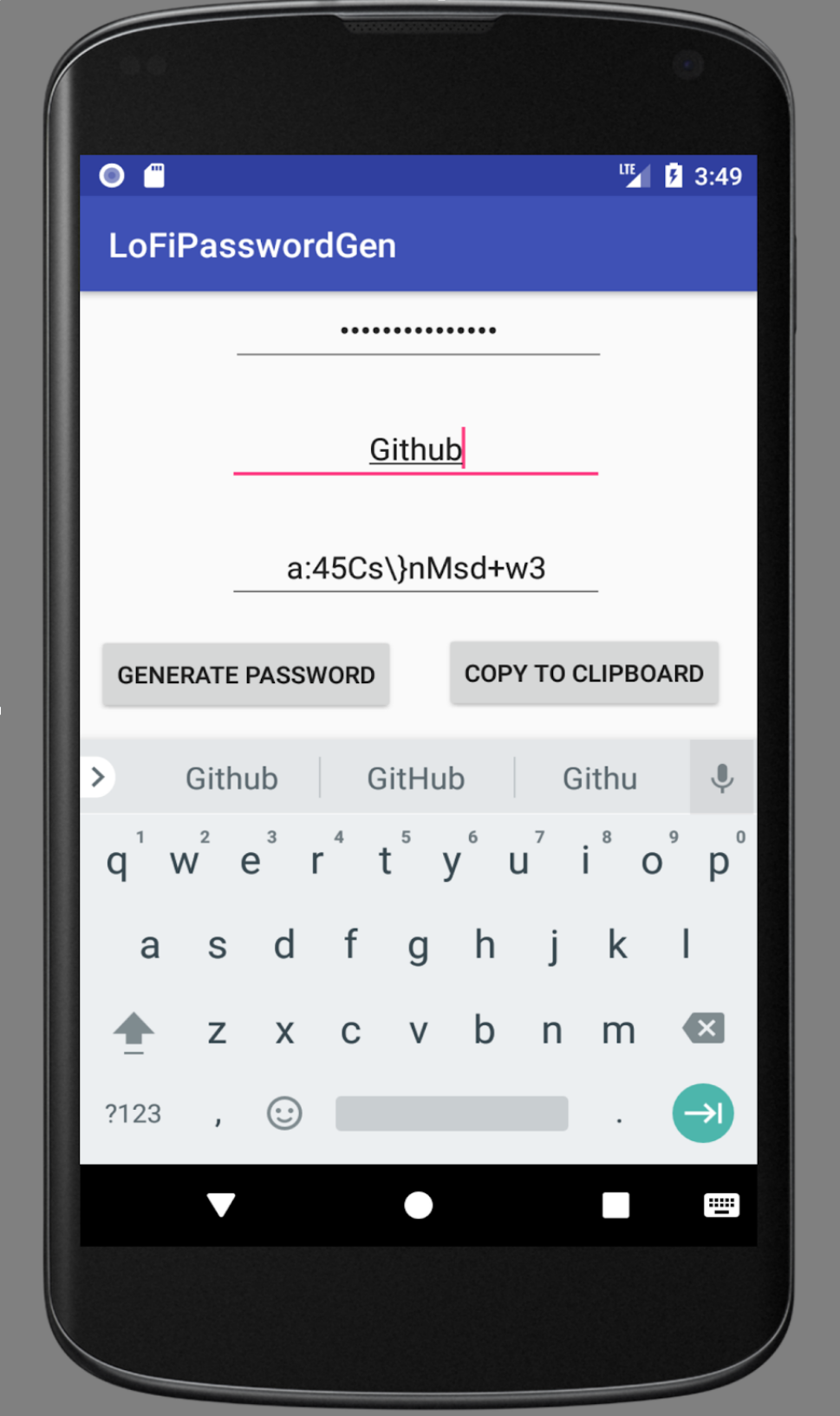 GitHub - bnguyen1994/LoFiPassGen: Simple Android app that consistently ...