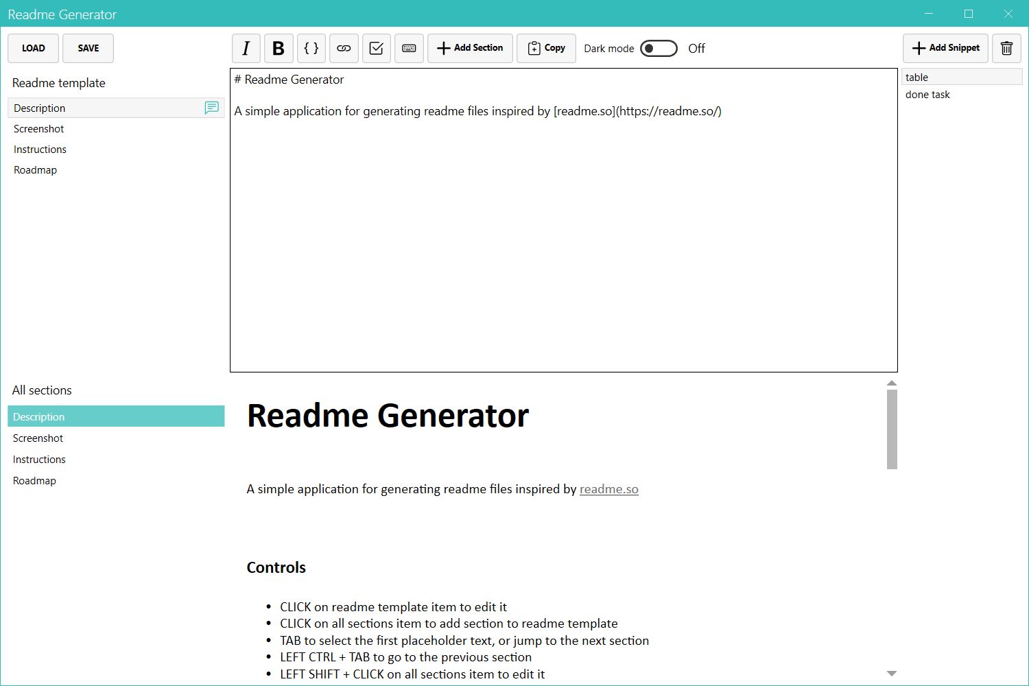 Readme Generator screenshot