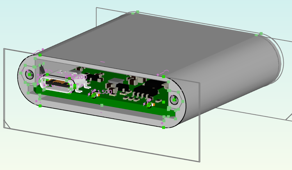 Dune 3D screenshot of the case without the lid and some constraints
visible.