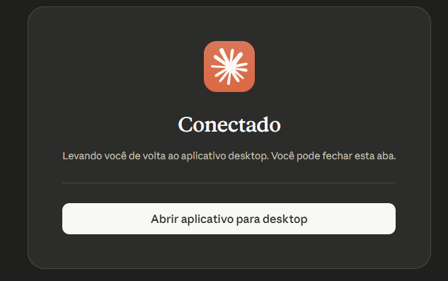 Tela de confirmação Conectado