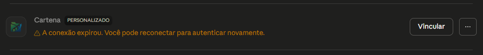 Conector Cartena com botão Vincular