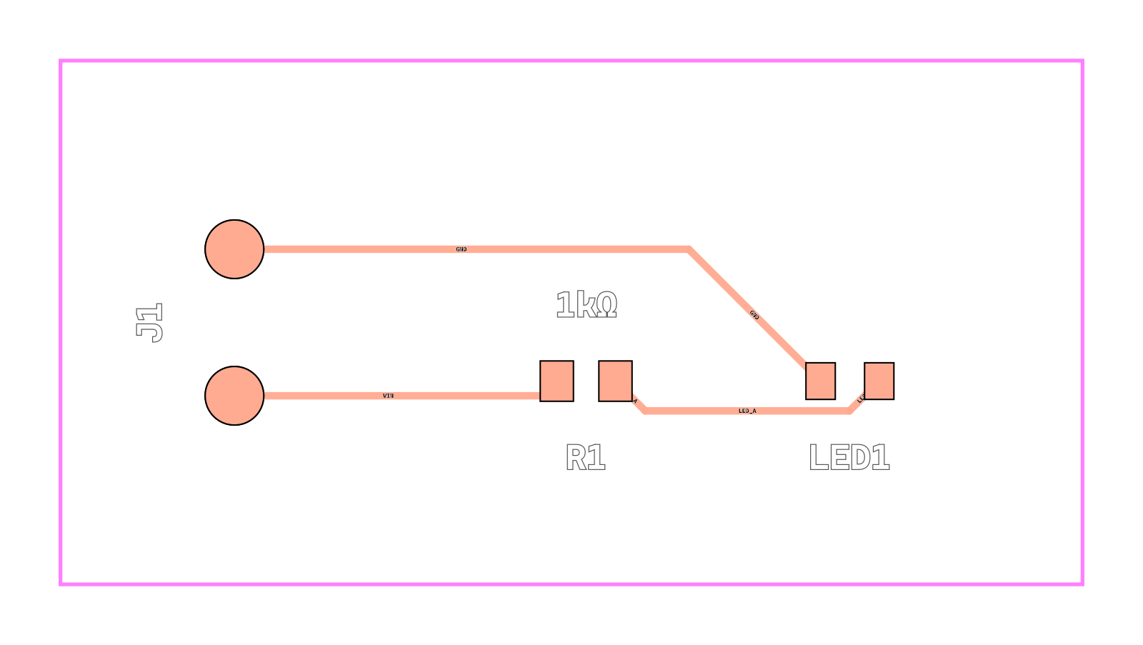 Simple LED PCB preview generated by the PCB automation workflow