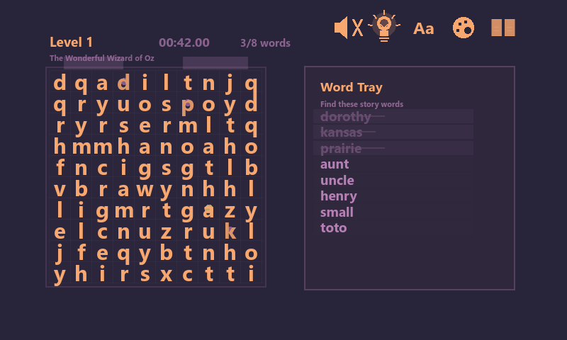 QuillGrid Notebook puzzle board screenshot