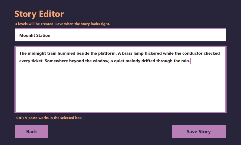 QuillGrid Notebook story editor screenshot