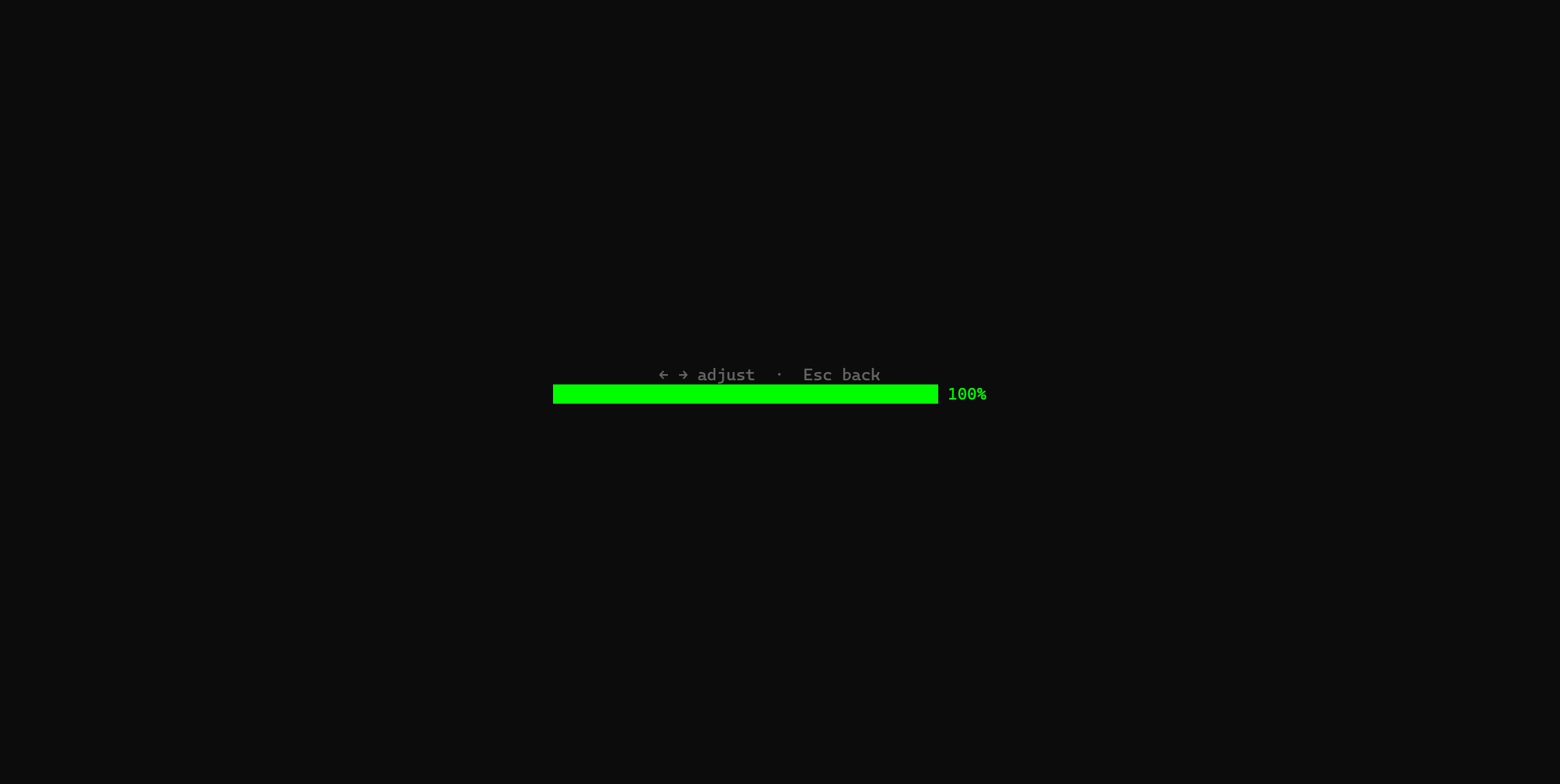 Progress bar — ← → adjusts, color transitions red→yellow→green
