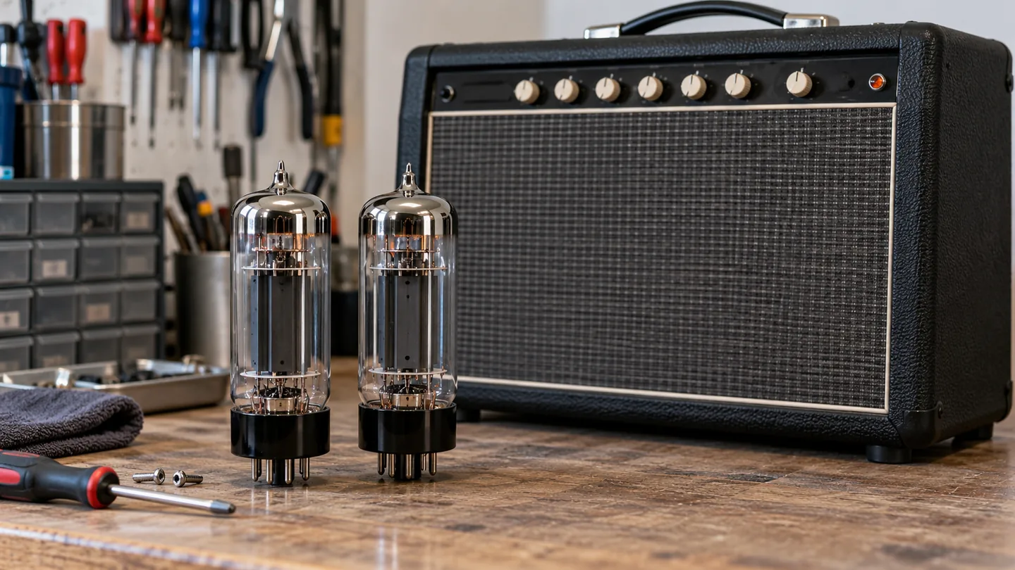 Power tube pair prepared for qualified amplifier service