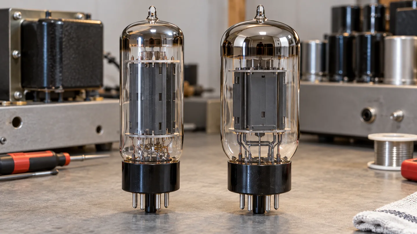 Two large power tubes shown side by side