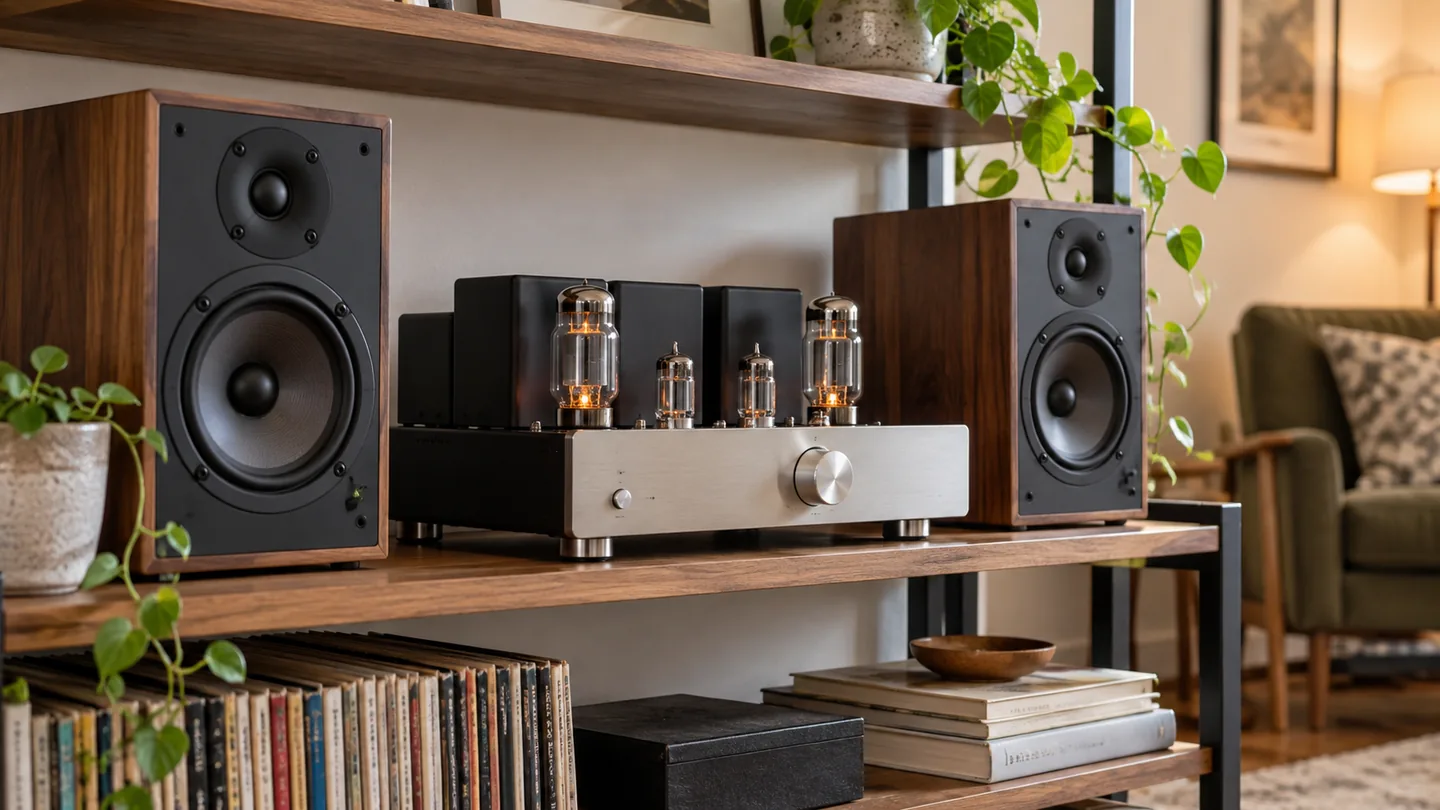 Ventilated shelf around a compact tube amplifier