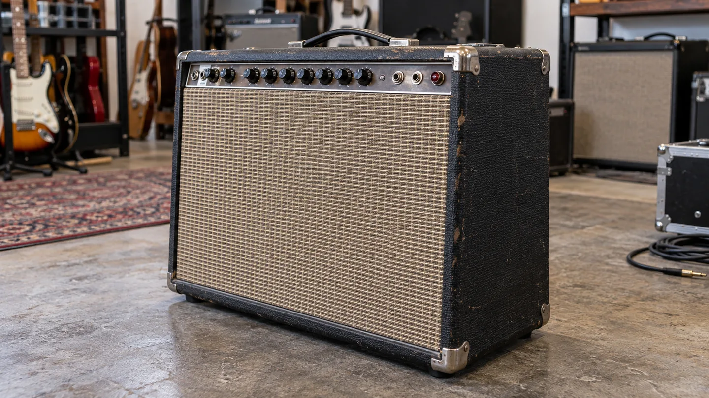 Used tube guitar amplifier viewed from the exterior