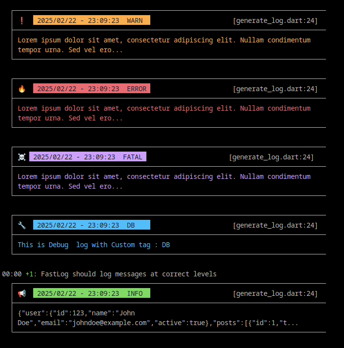 Output Fastlog