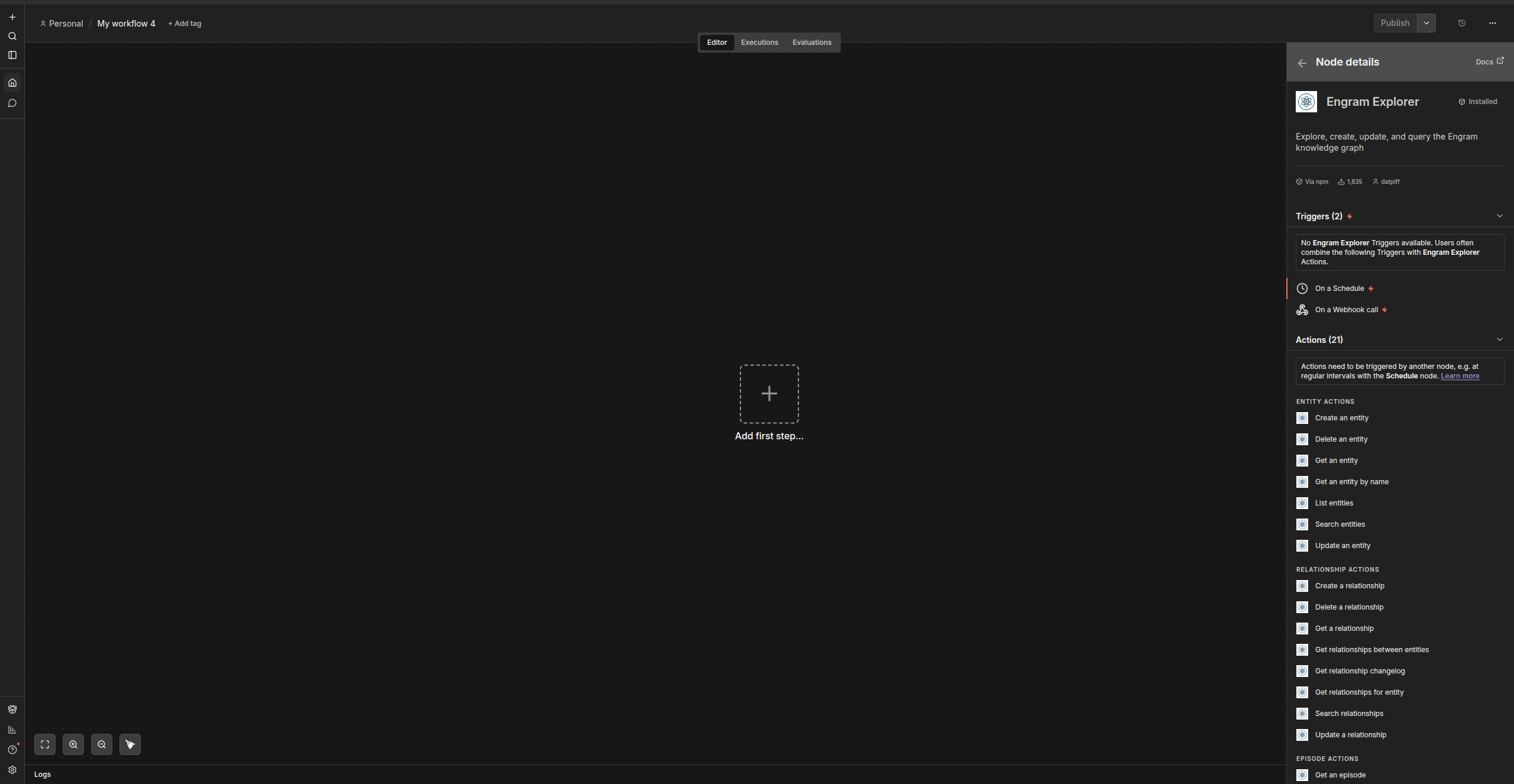 Engram Explorer actions in n8n