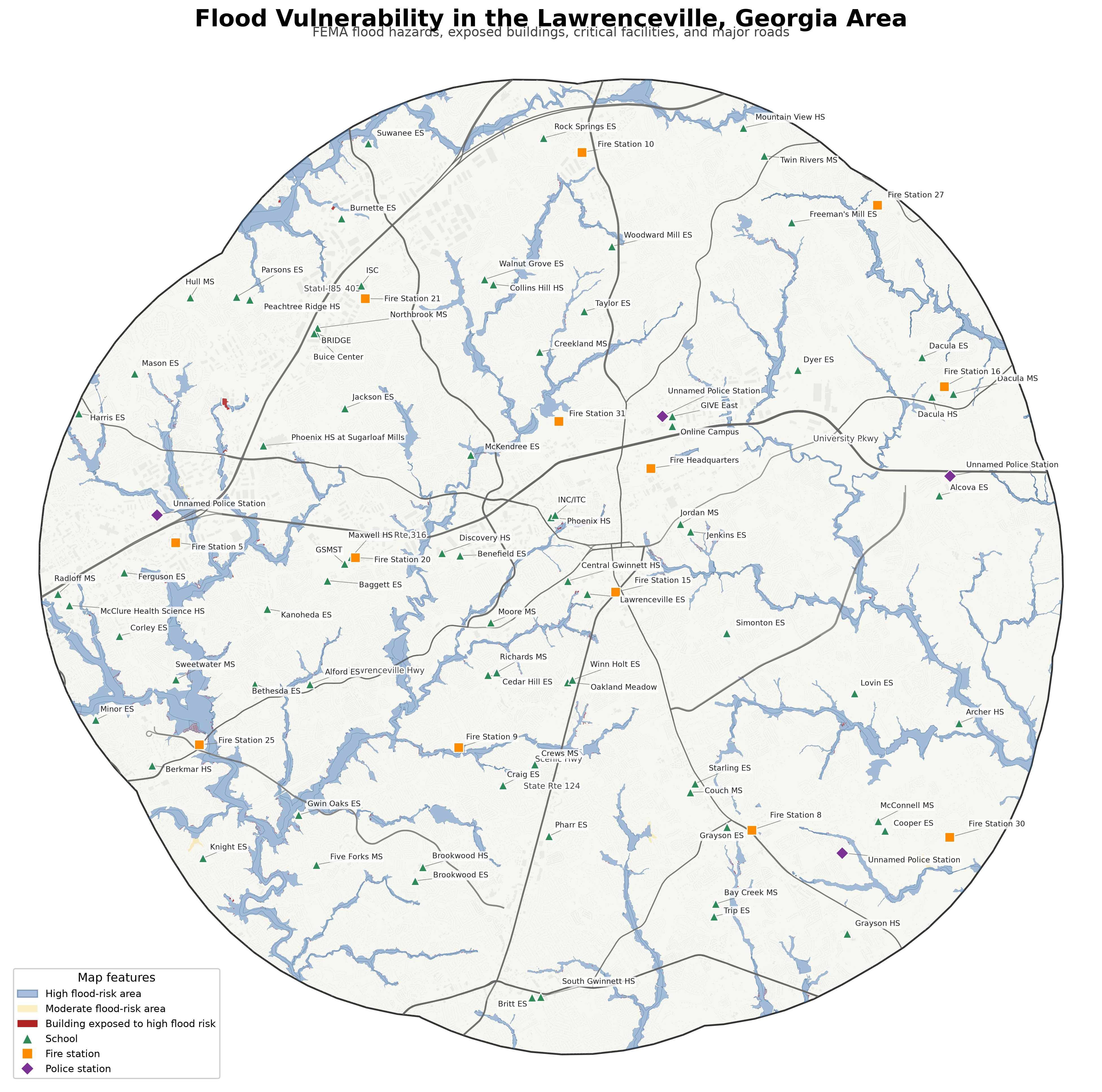 Lawrenceville flood vulnerability analysis map