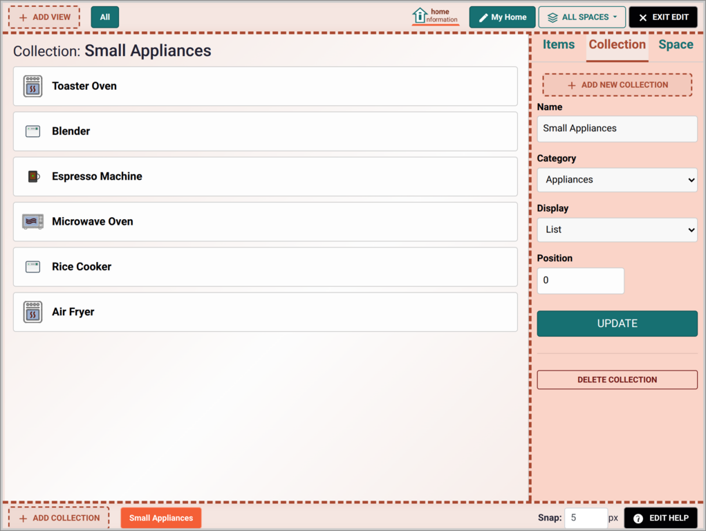 Home Information Collection List