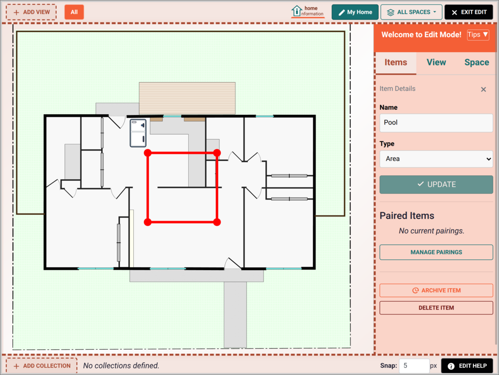 Home Information Pool Selected