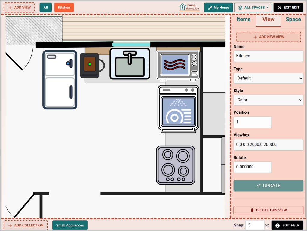Home Information Space View Edit