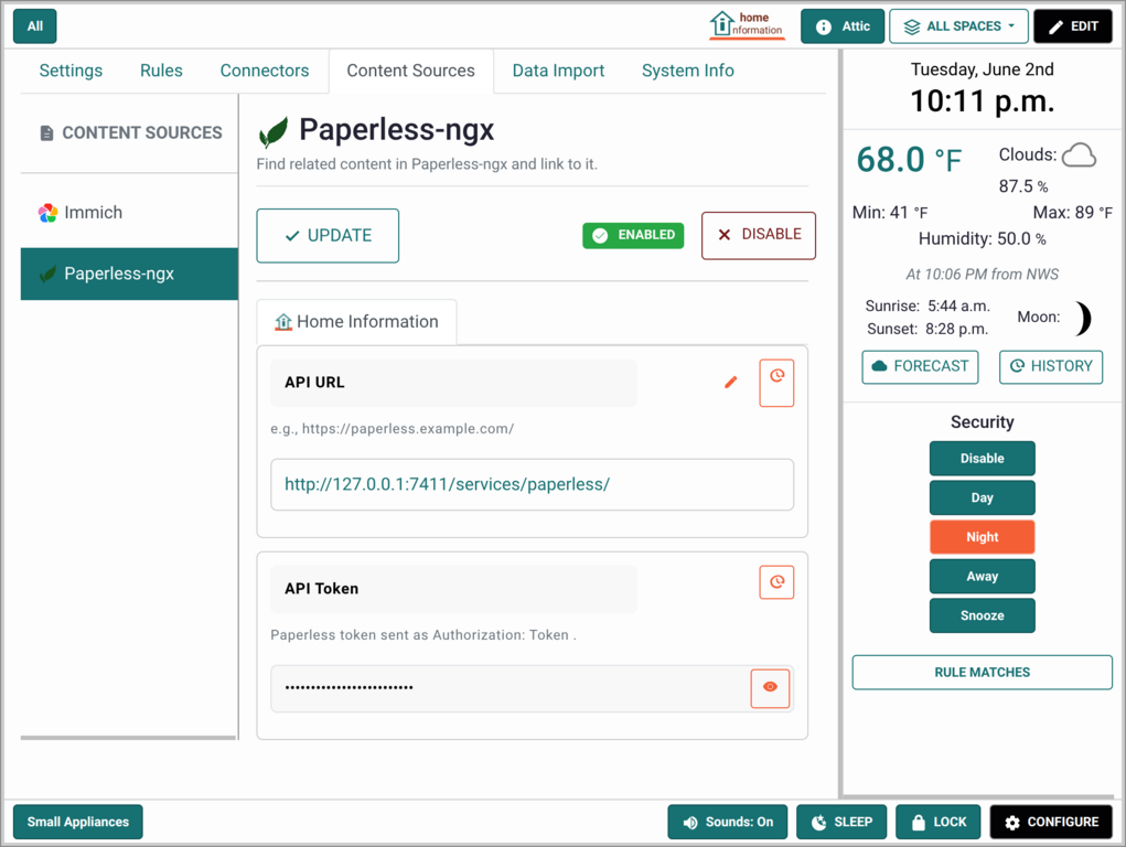 Content source config page