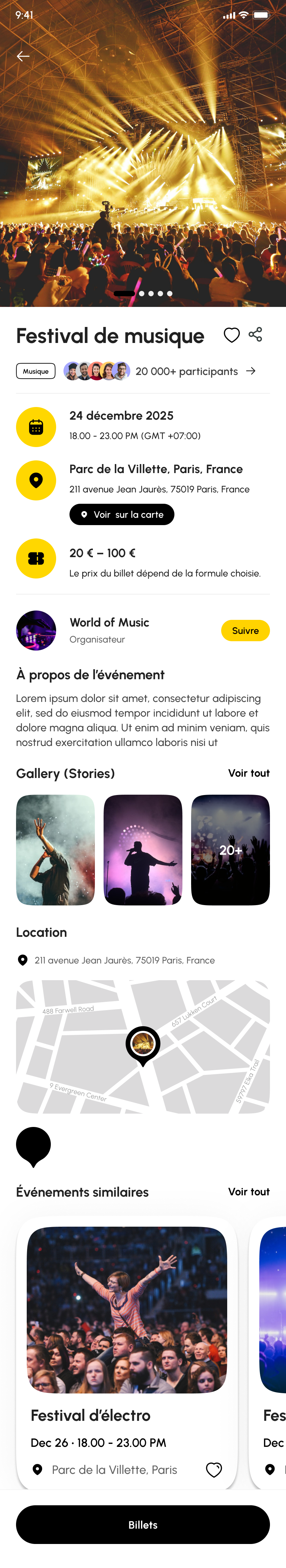 Full Wazzup event detail page, scrolled from top to bottom
