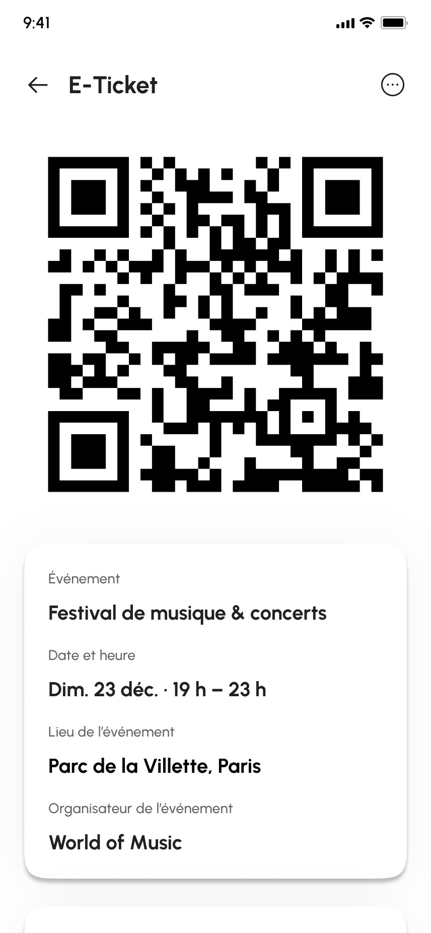 Wazzup e-ticket with access-control QR code