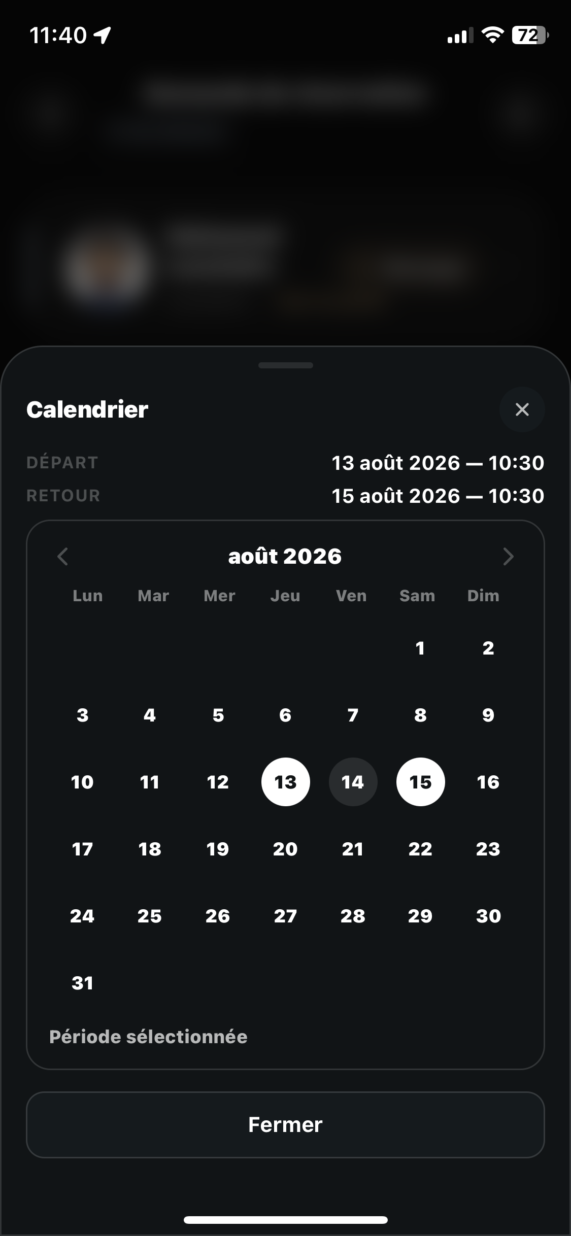 Calendrier de disponibilité du propriétaire AirGT