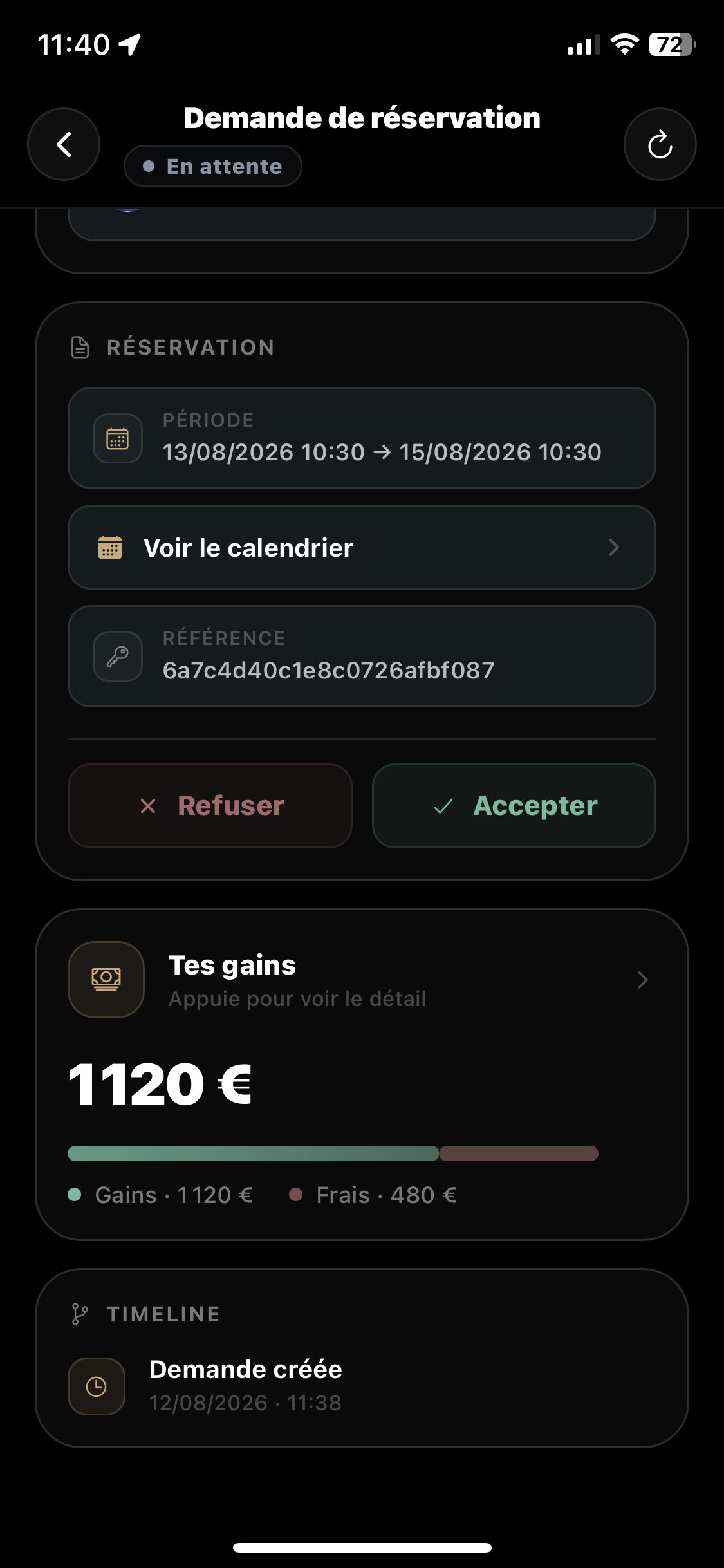 Suivi financier des revenus du propriétaire AirGT