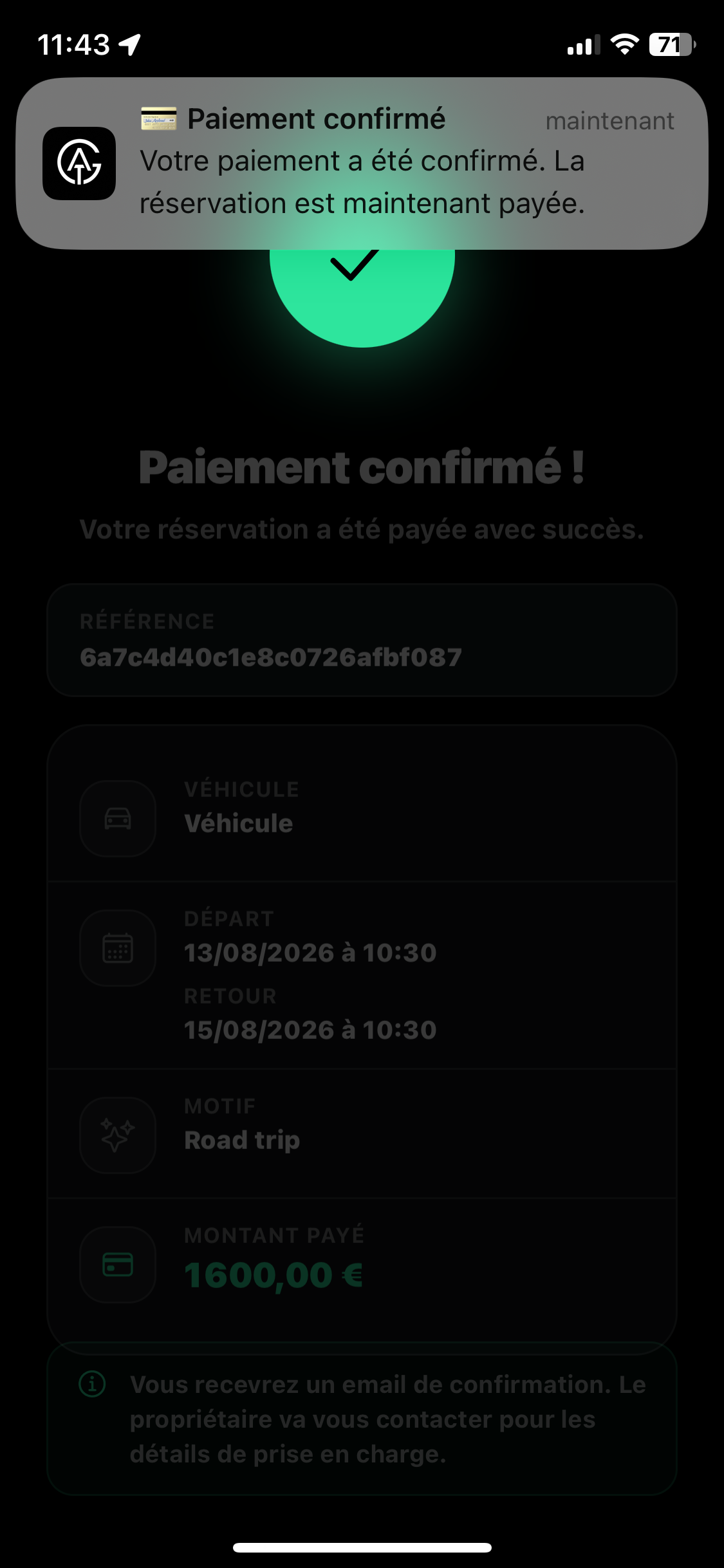 Confirmation de paiement AirGT