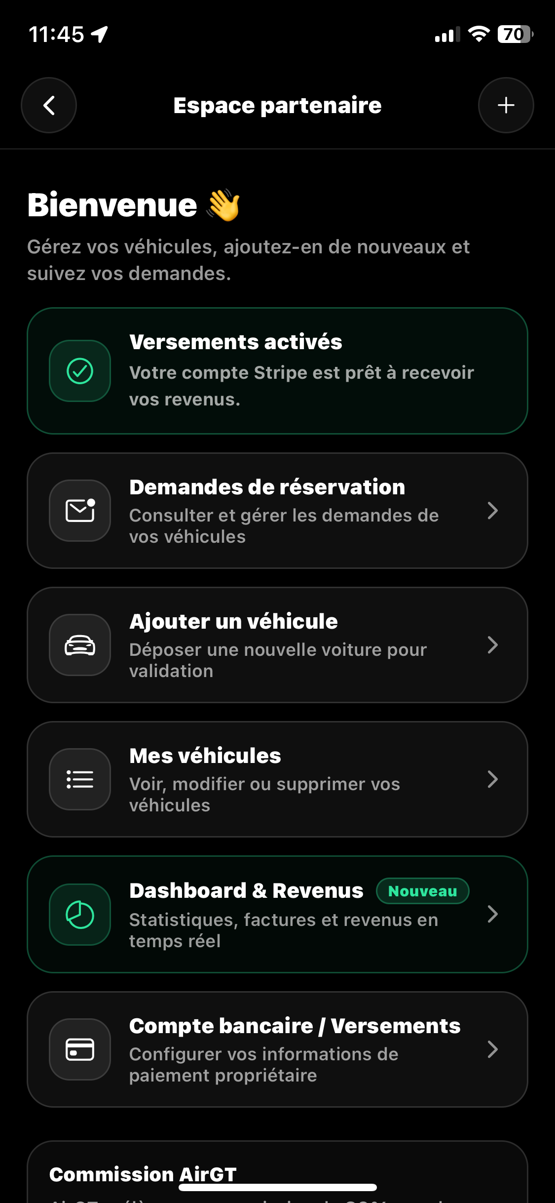Espace propriétaire / partenaire AirGT