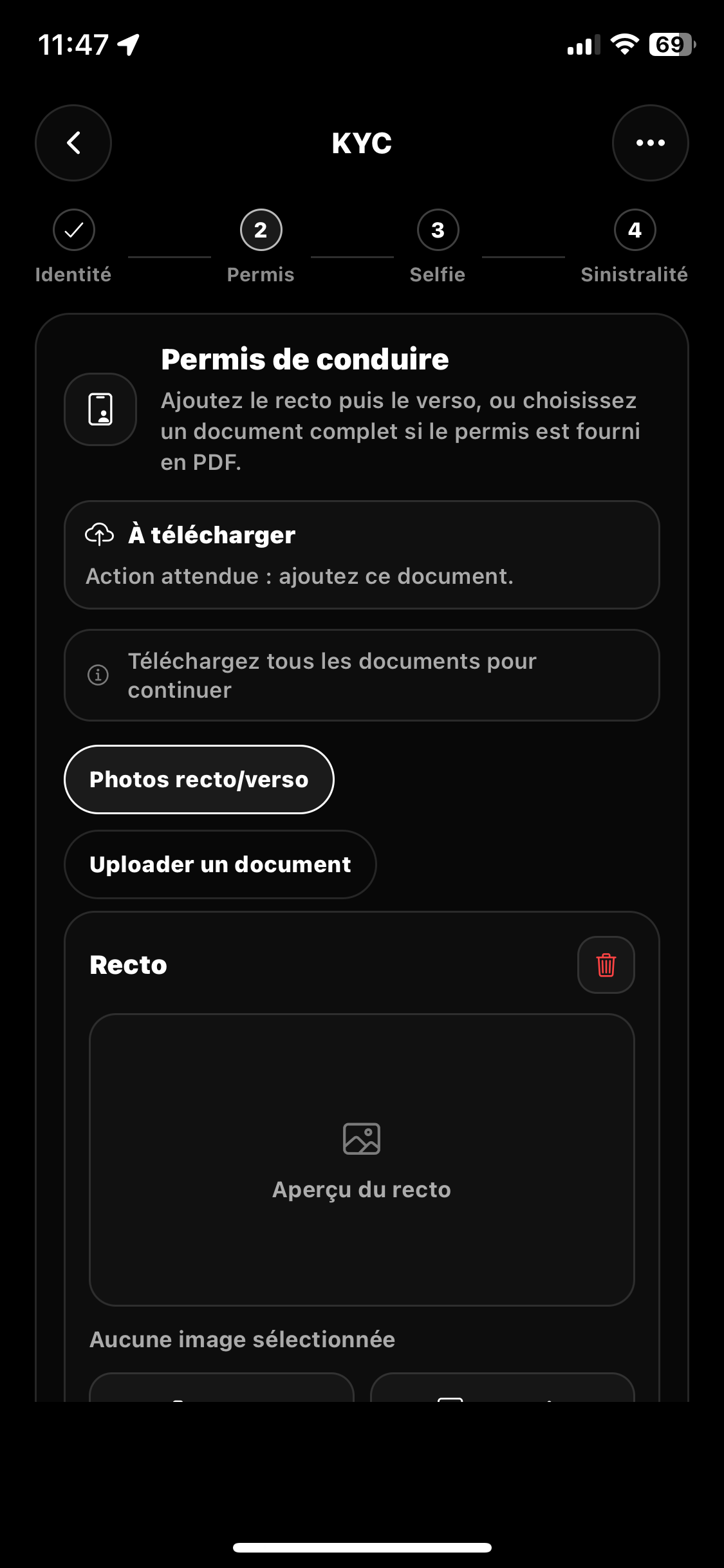 Étape de vérification du permis de conduire AirGT (données de test)