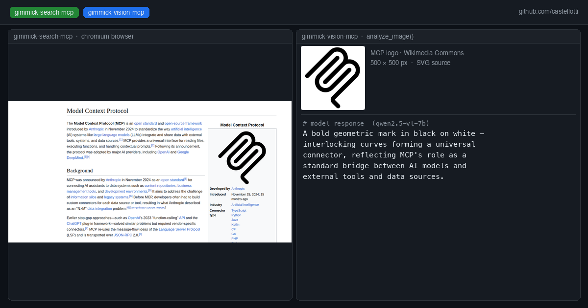 gimmick-search-mcp + gimmick-vision-mcp