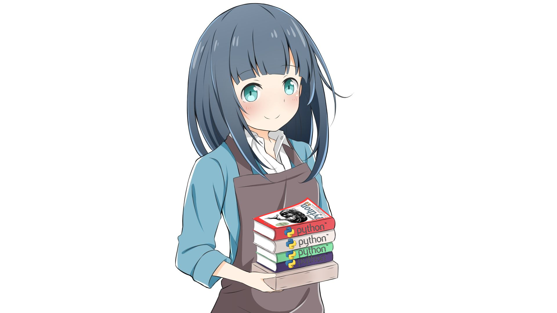 Picture of anime girl holding a python book