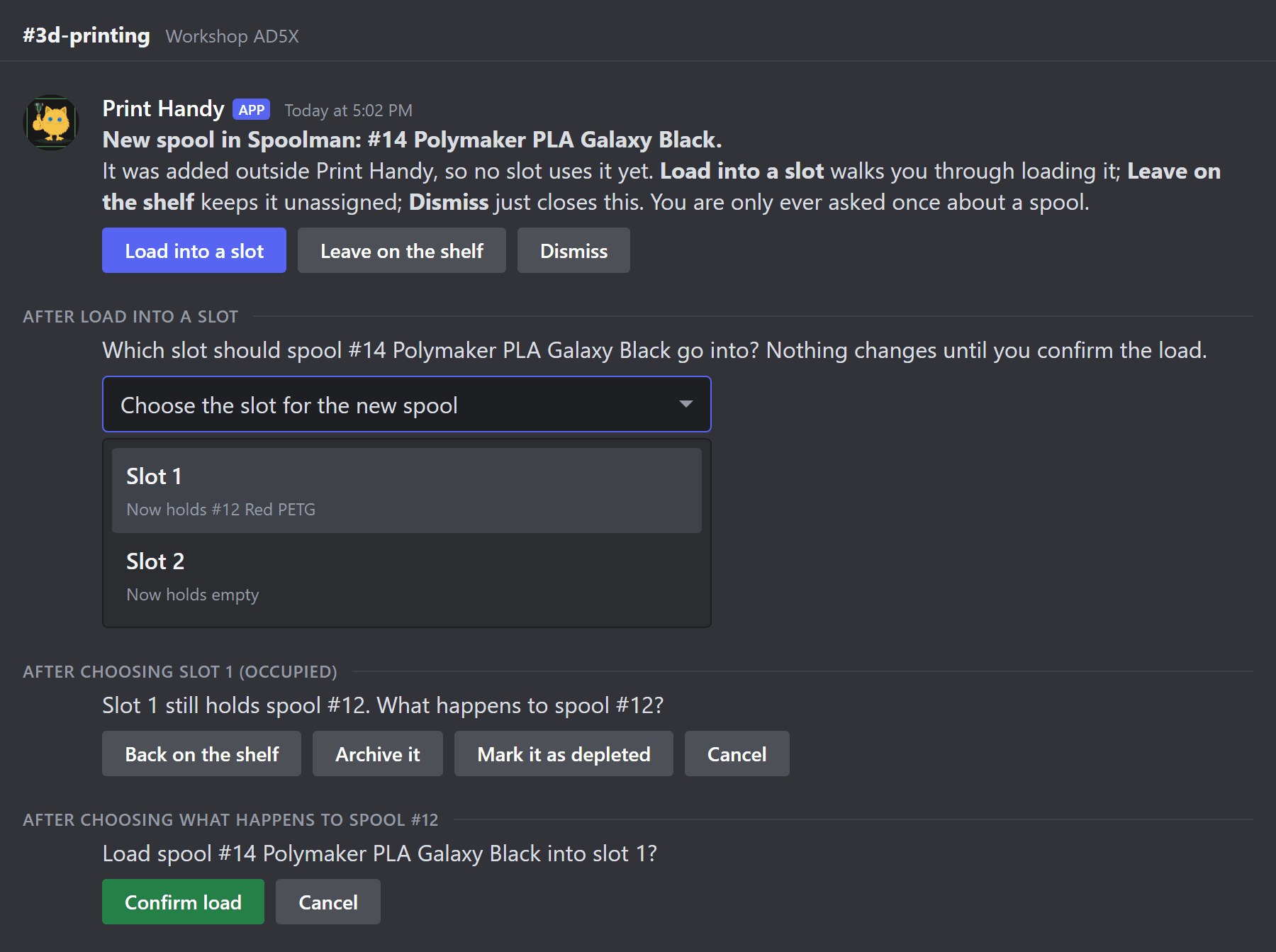 New spool prompt and load flow