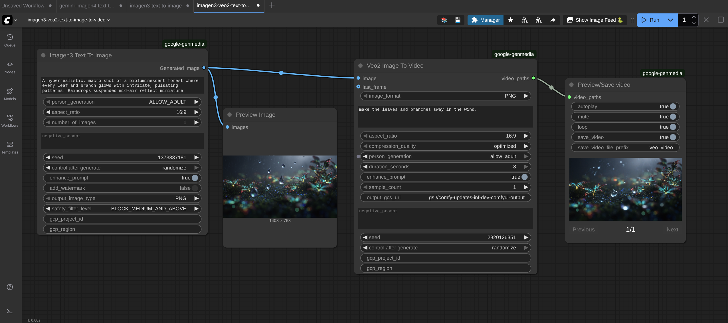 Sample workflow using Veo2 Image To Video node