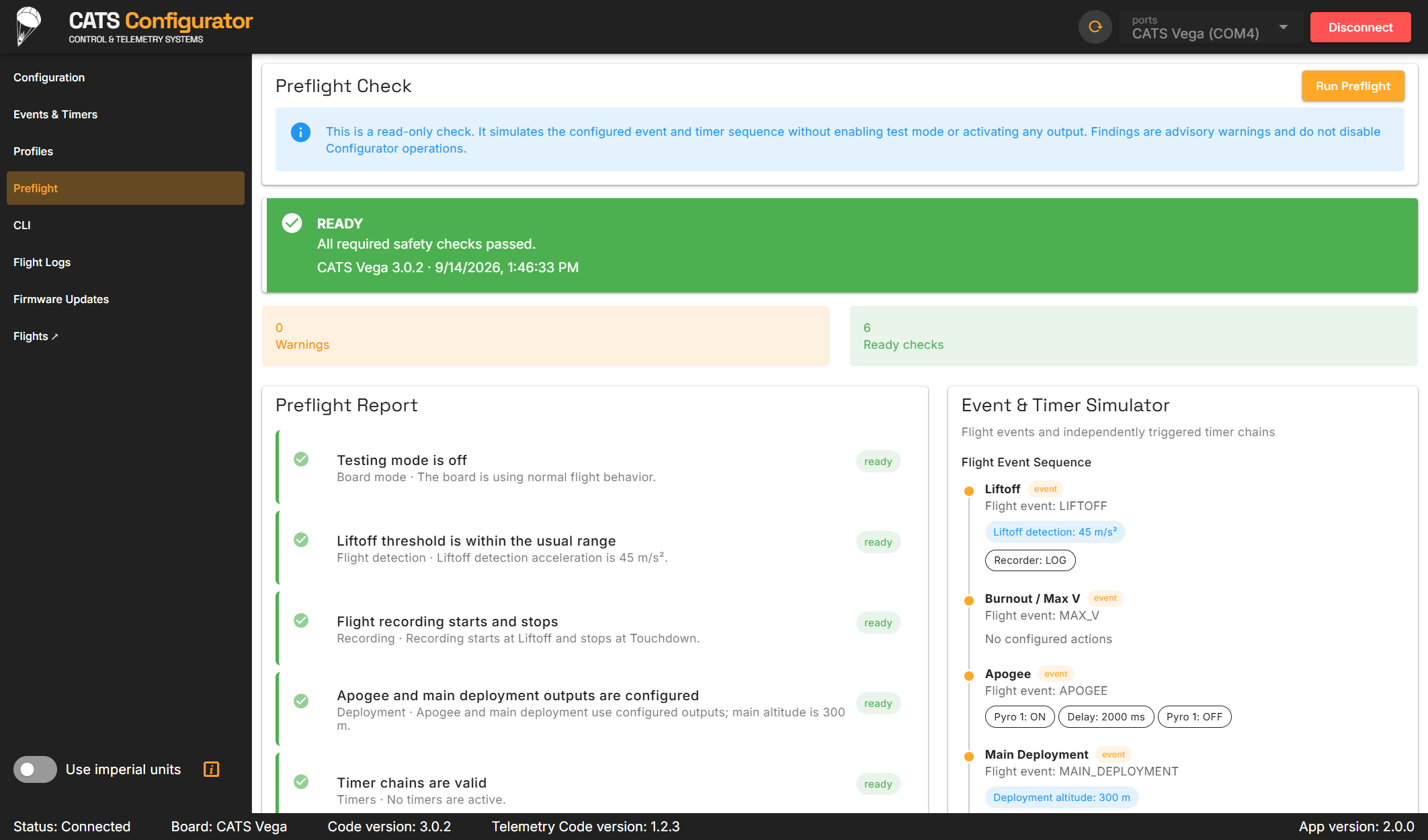 Configurator Preflight page showing a successful read-only review