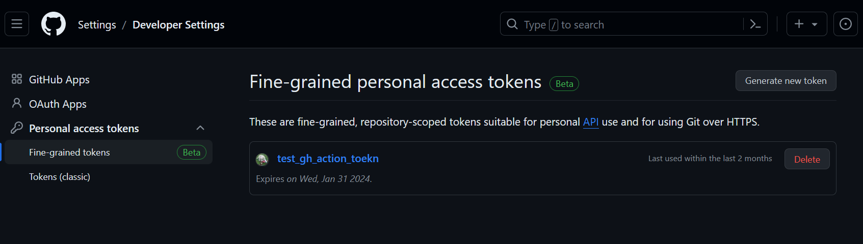 github access token