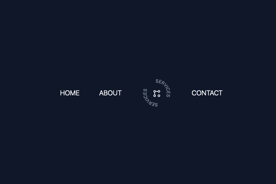 CSS only navigation with rotating text hover effect