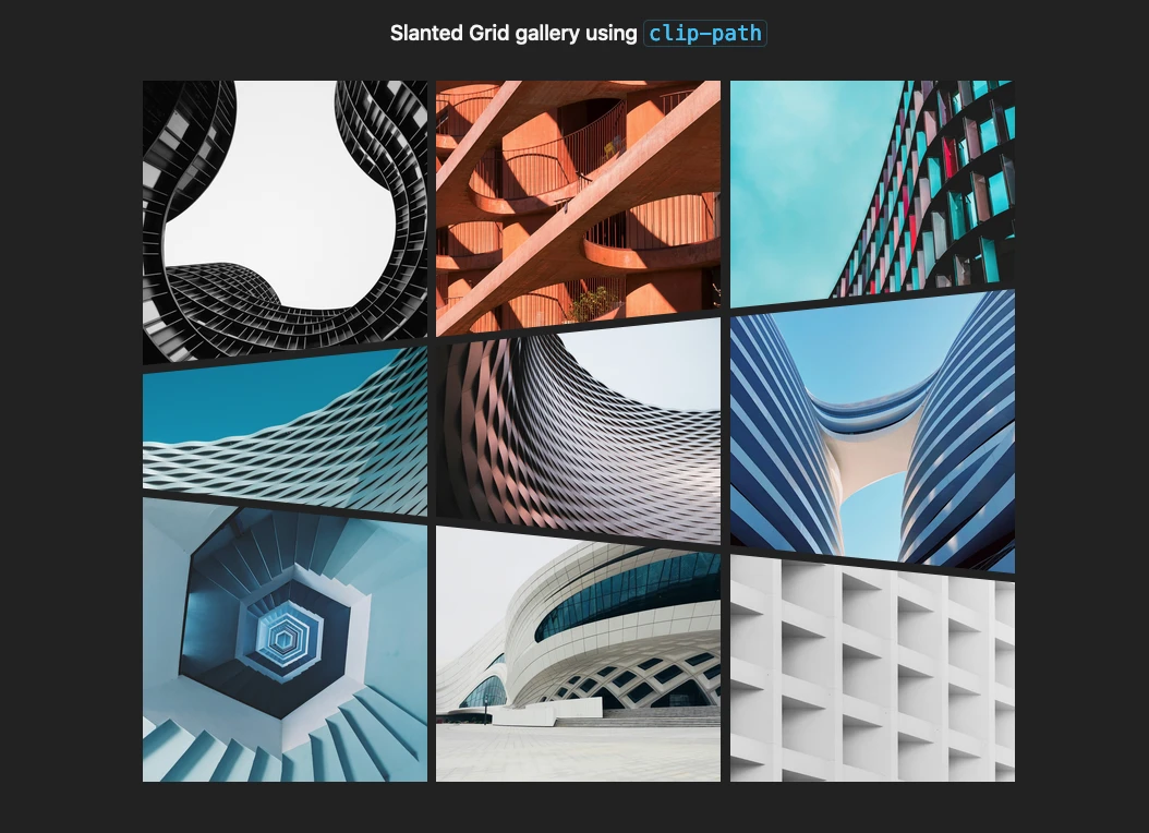 Slanted grid gallery