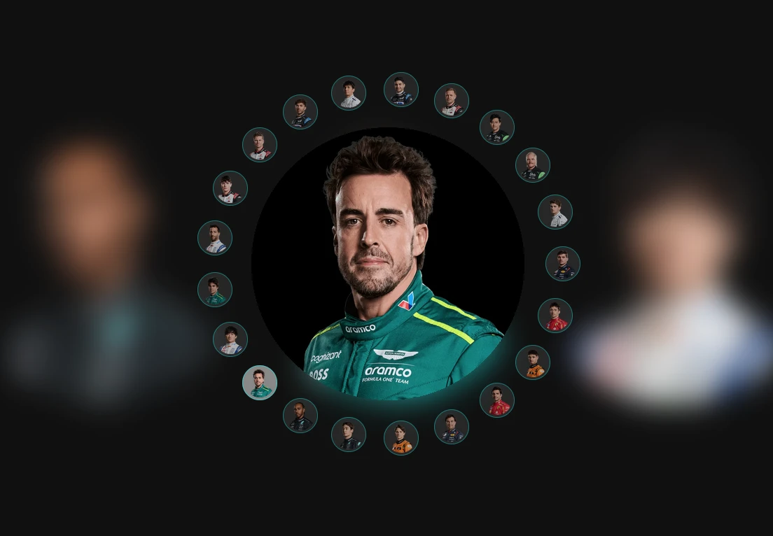 F1 Drivers 2024 - circular gallery with thumbs