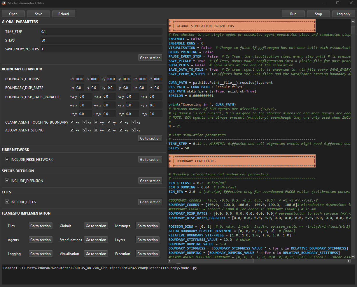 Model Parameter Editor screenshot