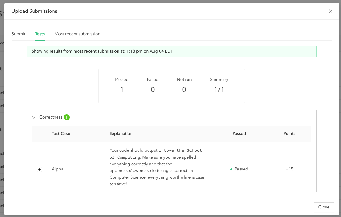 Codepost.io Success View