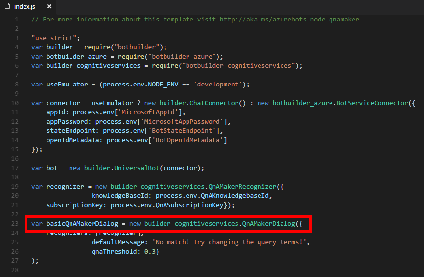 Creating a QnAMakerDialog
