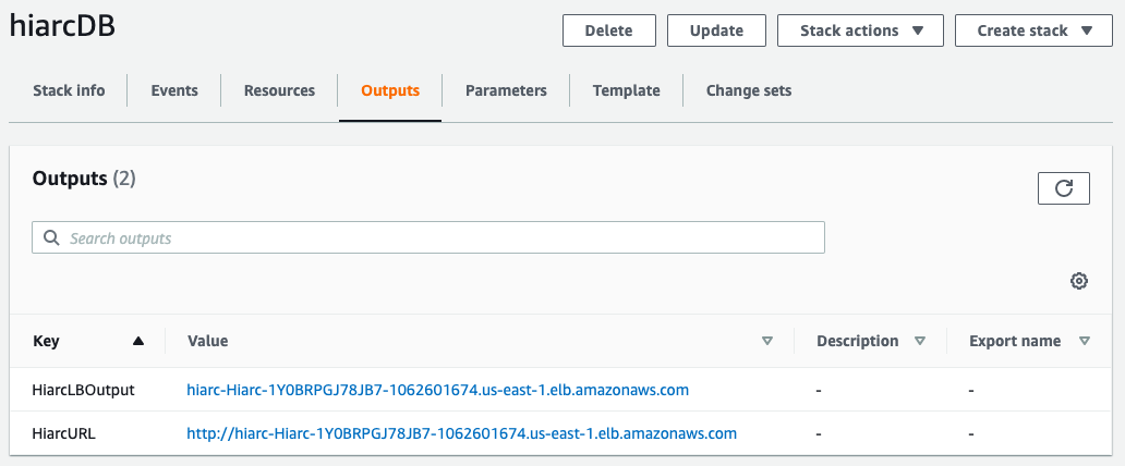 AWS Stack Outputs