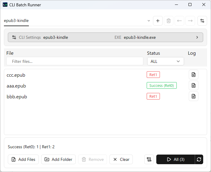 Completed batch with exit code results