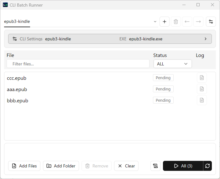 Configured profile and queued files
