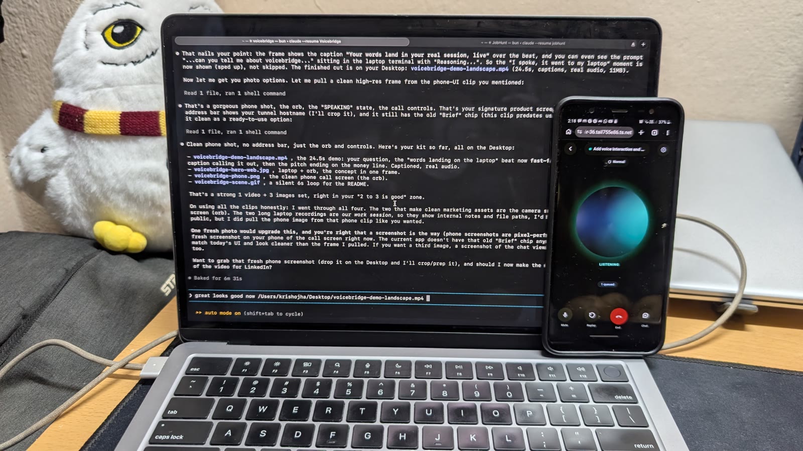 voicebridge: talk to Claude Code from your phone, and it talks back