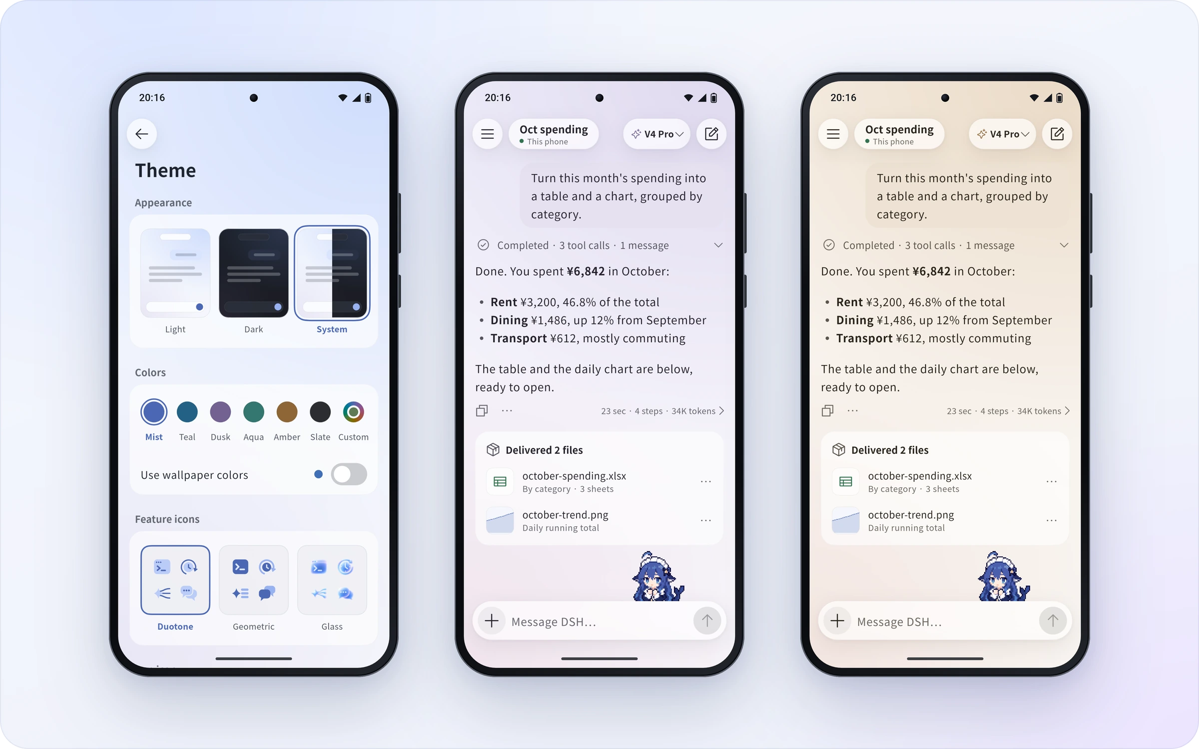 Theme settings and two accent colors