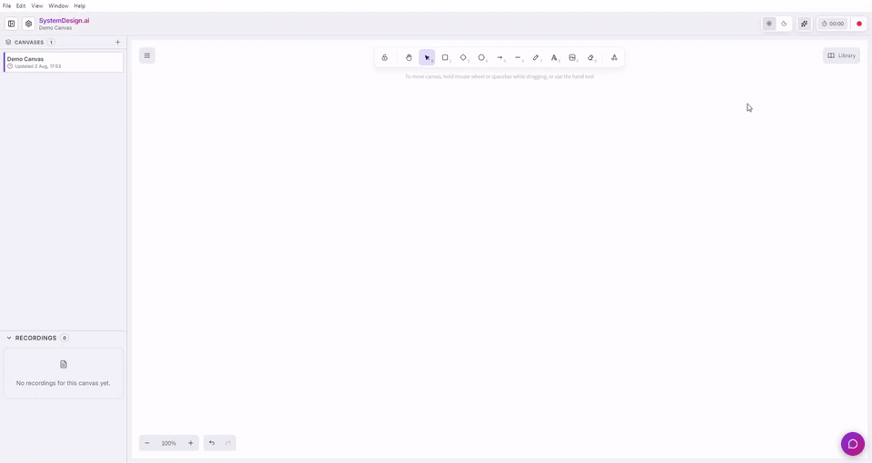 AI interview question appearing on the canvas