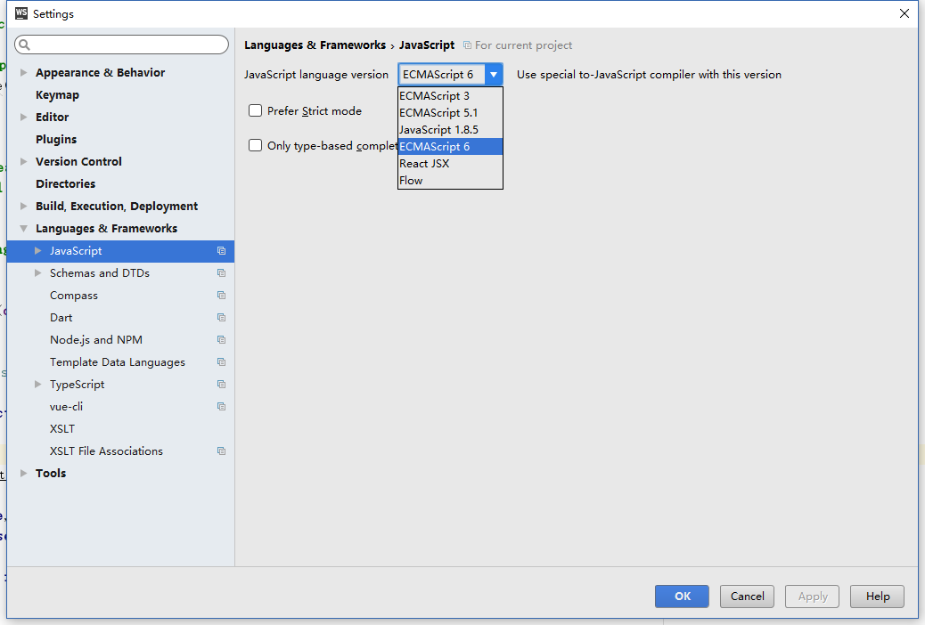 webstorm-config-js-es6-mode