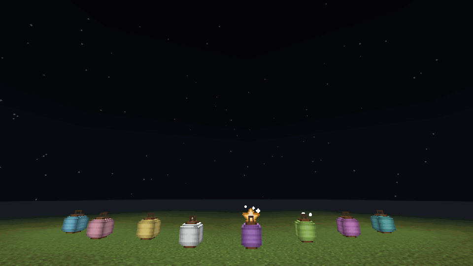Star shower over a clearing with paper lamps