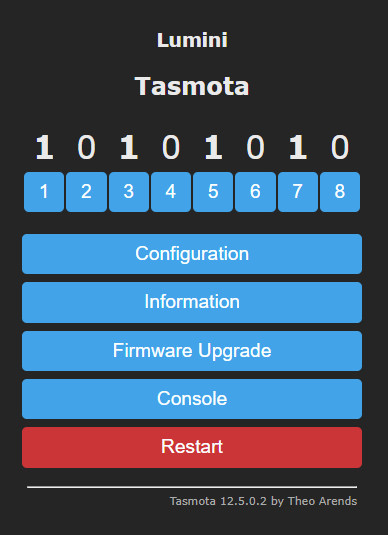 Tasmota device main web page