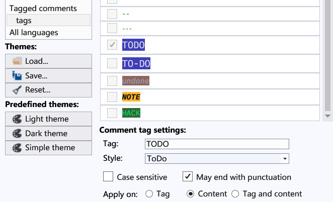 Syntax Highlight Comment Tags